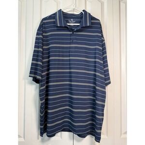 Nat Nast Luxury Originals Polo Shirt XXL Blue White Stripe Short Sleeve‎ Mens
